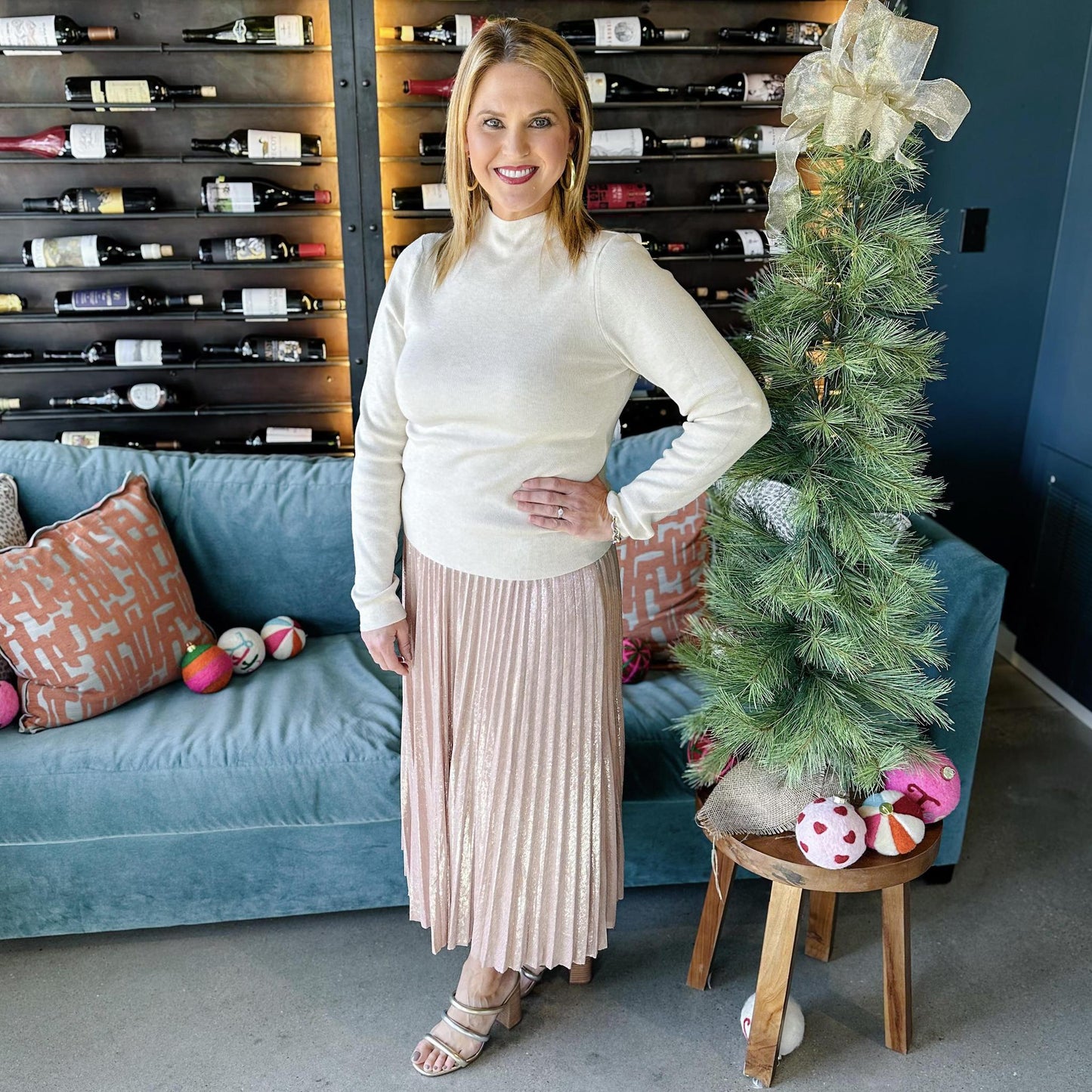 Foil Pleated Skirt