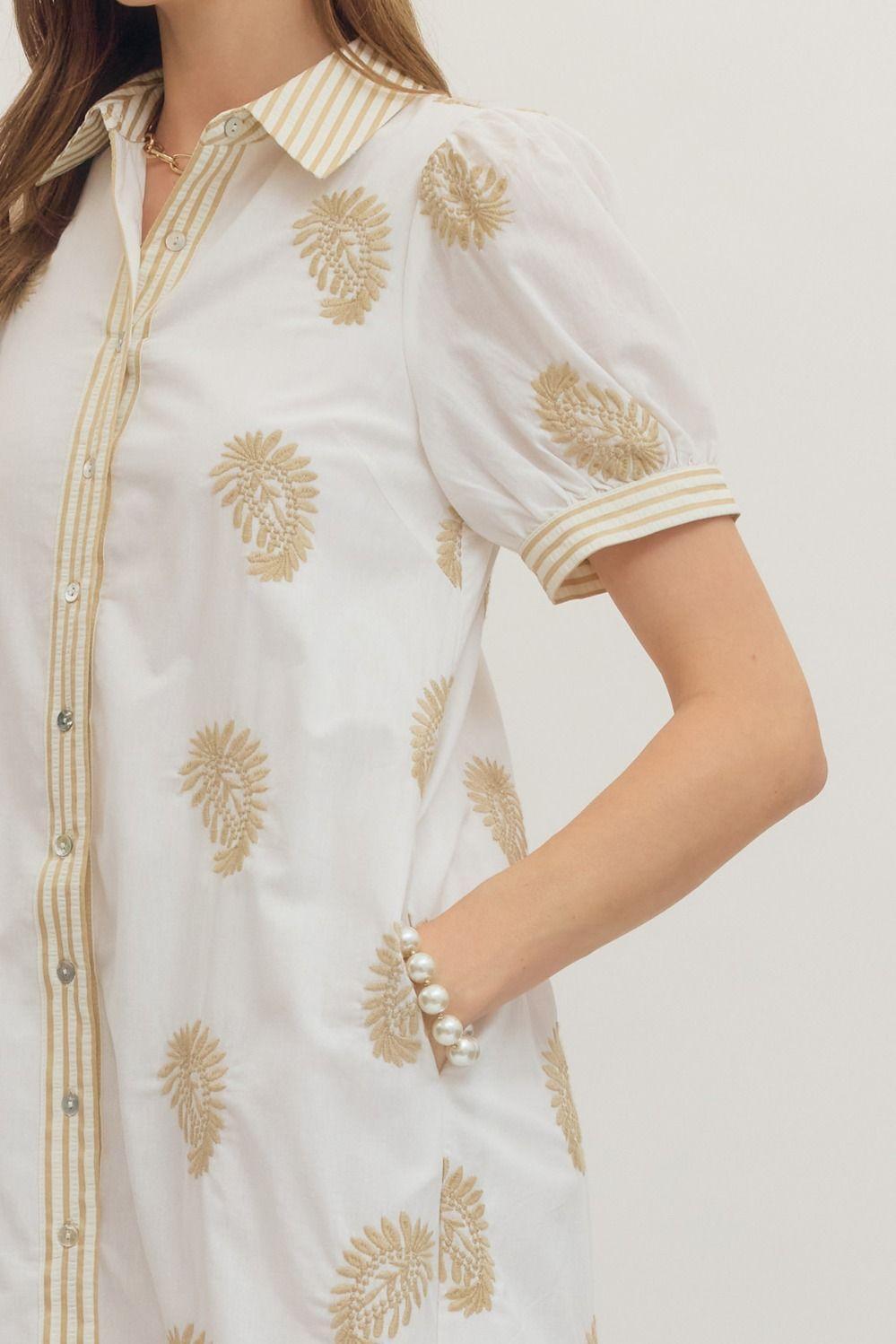 Seersucker Trim Midi Dress