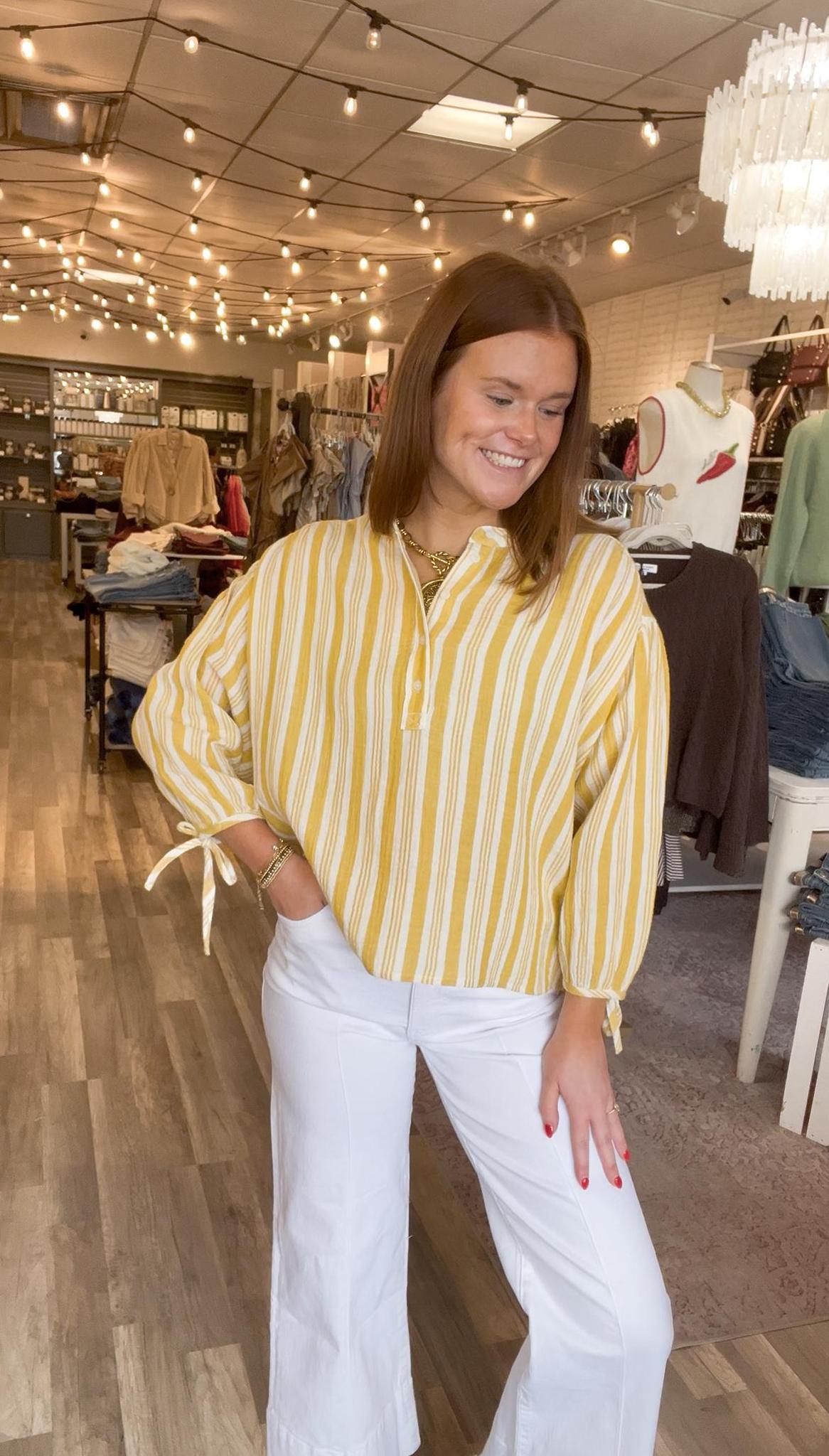 Yellow Tie Cuff Top