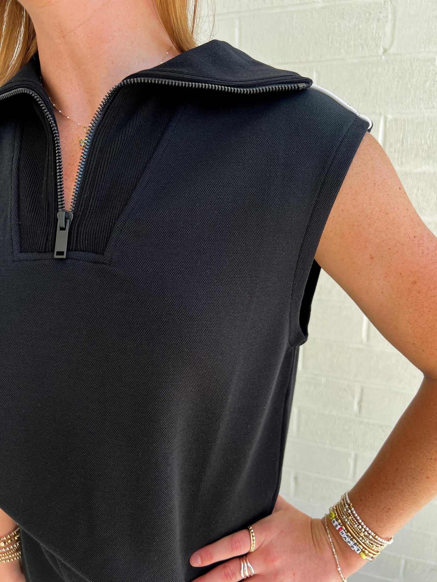 SPANX AirEssentials Pique Sleeveless Half-Zip