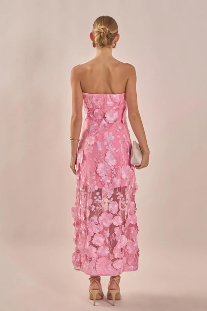Floral Embroidered Dress-Pink