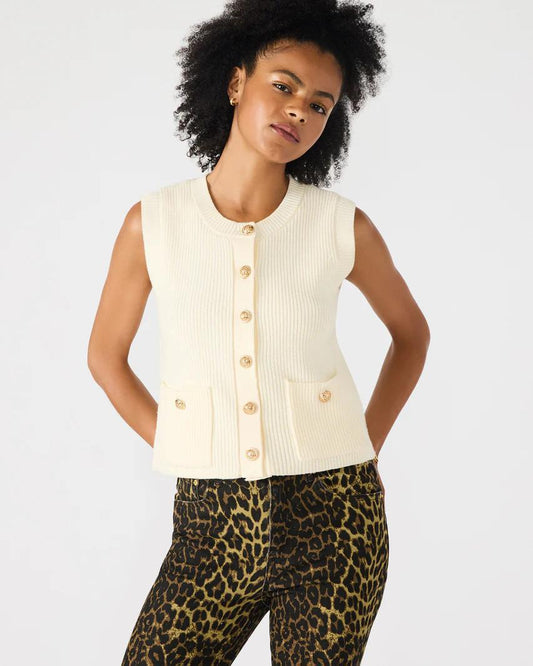 Steve Madden Aliya Sweater Vest- Cream
