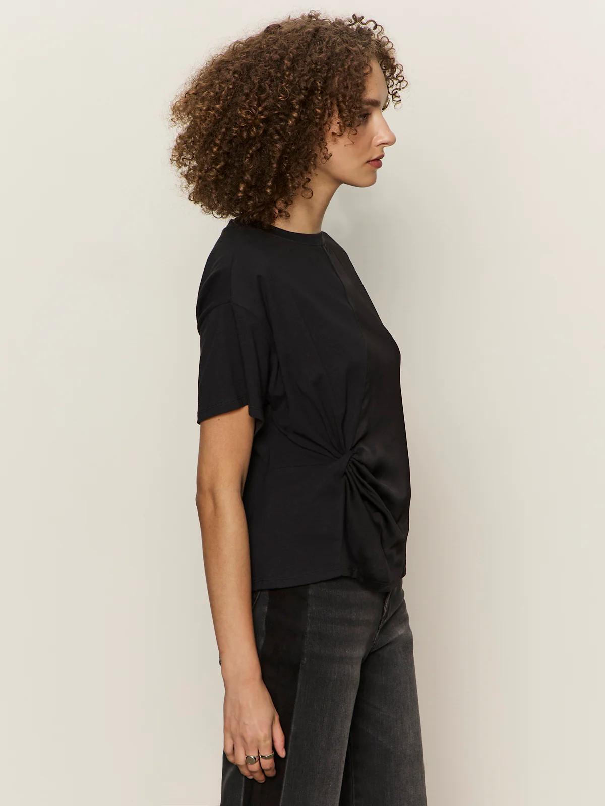 Satin Mix Tee- Black