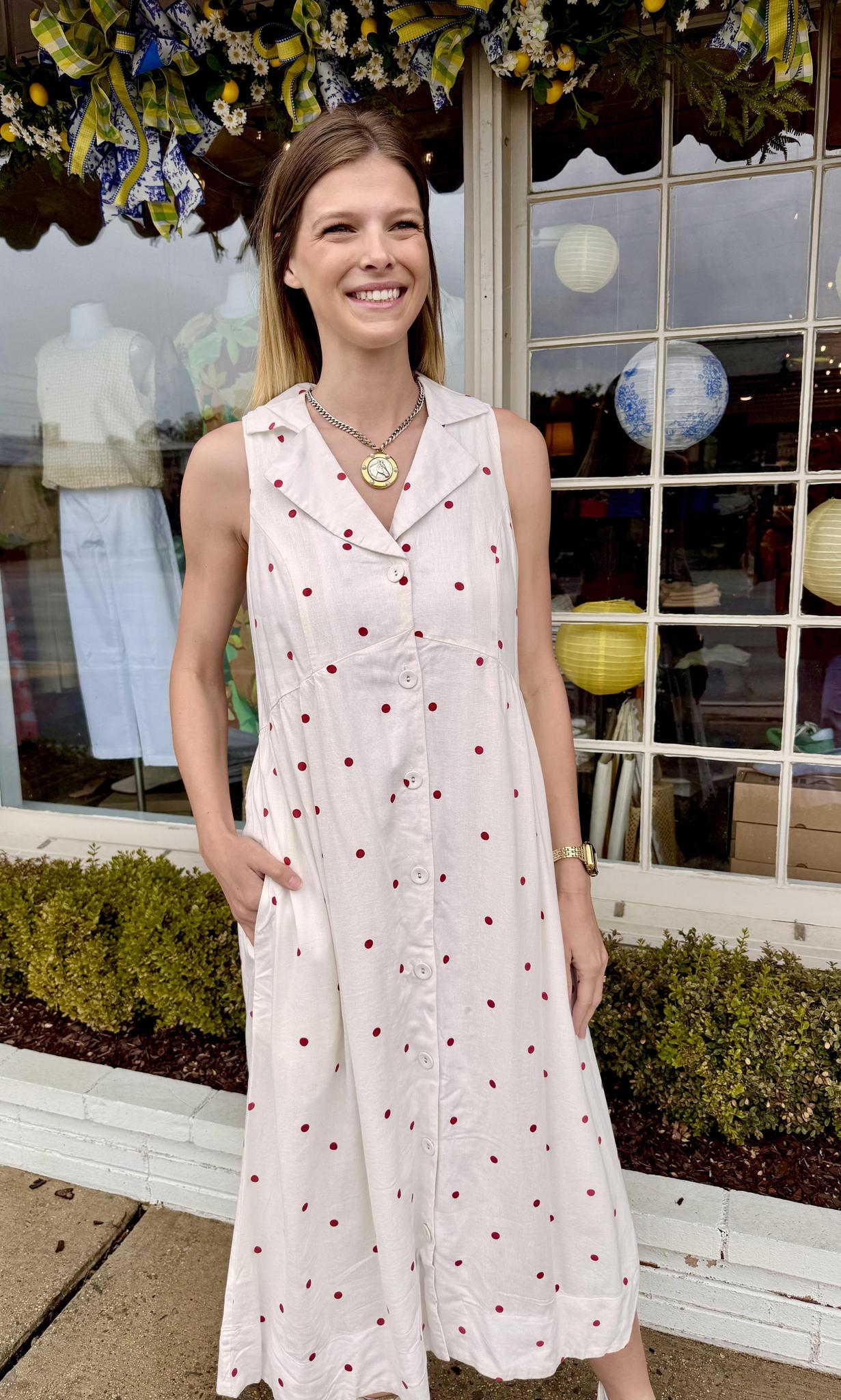 Ceri Red Dot Dress