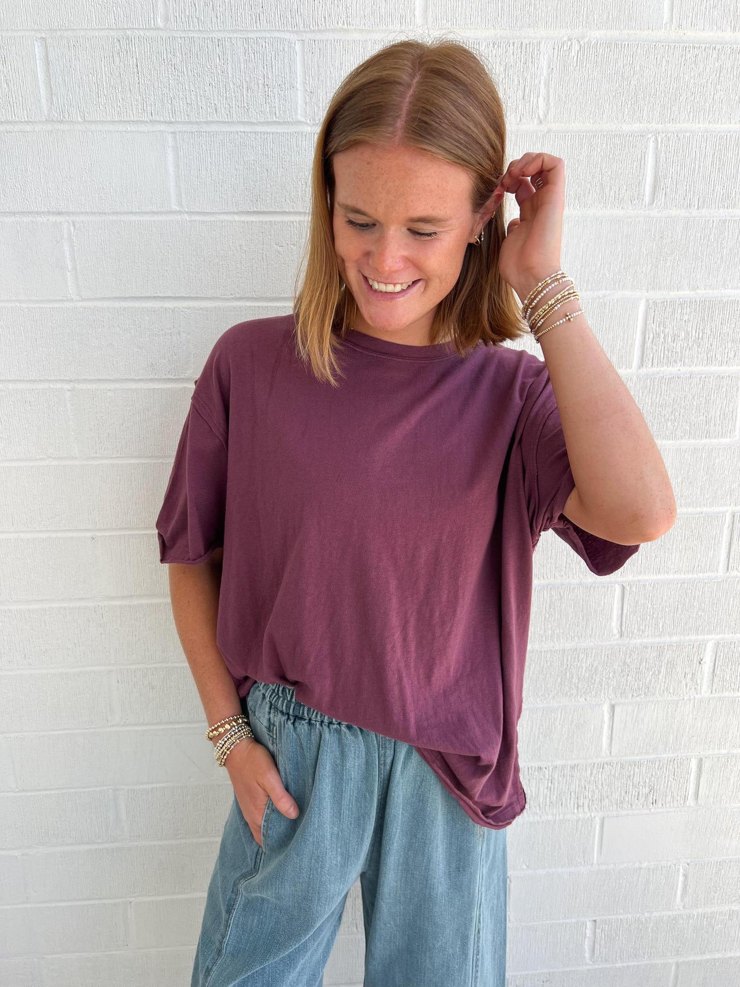 Free People Nina Tee- Maroon