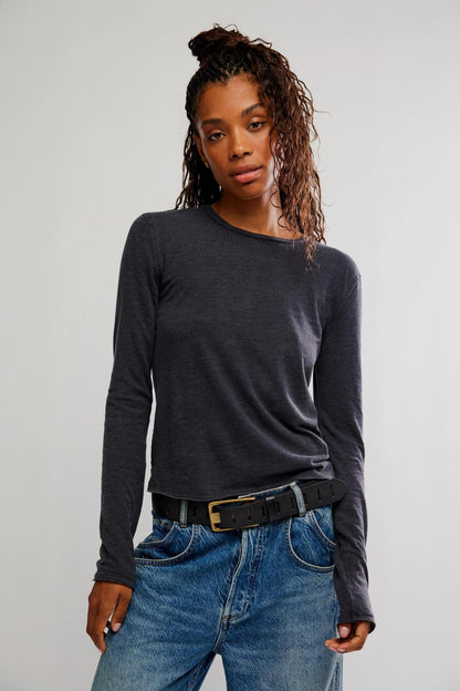 Free People Nova Tee L/S- Black