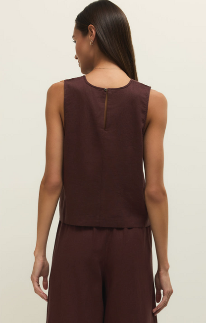 Sloane Linen Top-Choc Cherry