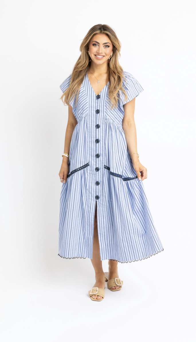 Striped Button Maxi Dress