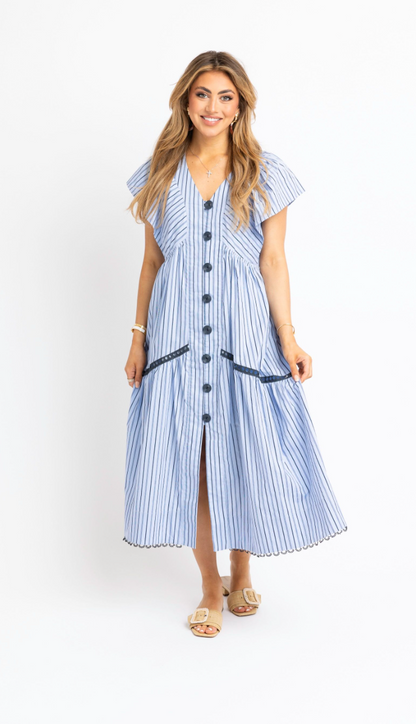 Striped Button Maxi Dress