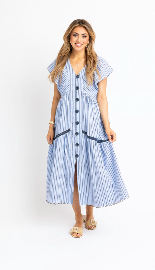 Striped Button Maxi Dress