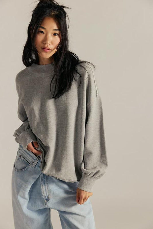 Free People  Palm Springs Sweatshirt- Heather Grey