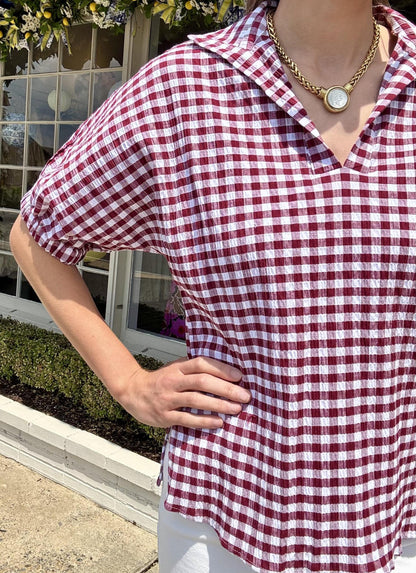 Burgundy Gingham Popover