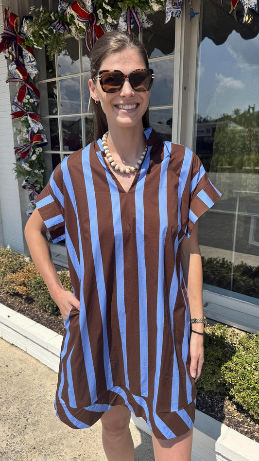 Blue Stripe Shift Dress