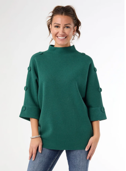 Heavenly-Luxe Funnel Neck Sweater- Green