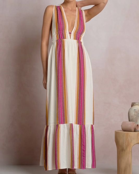 Striped Maxi Halter Dress