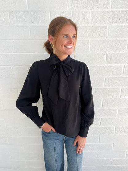 Tie Neck Top- Black
