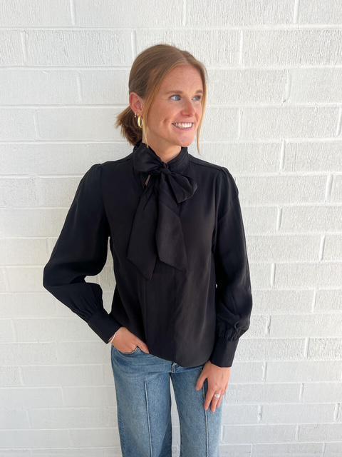 Tie Neck Top- Black