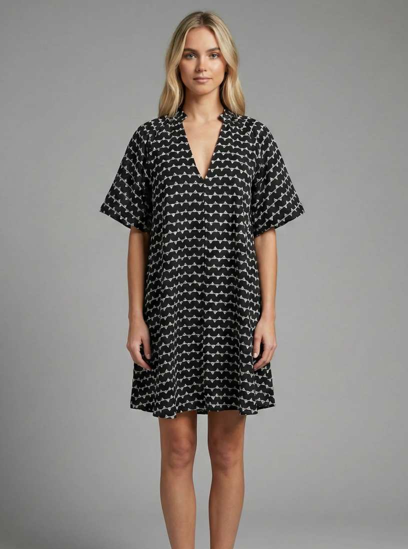 Embroidered Shift Dress