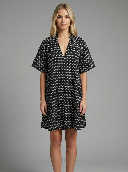 Embroidered Shift Dress