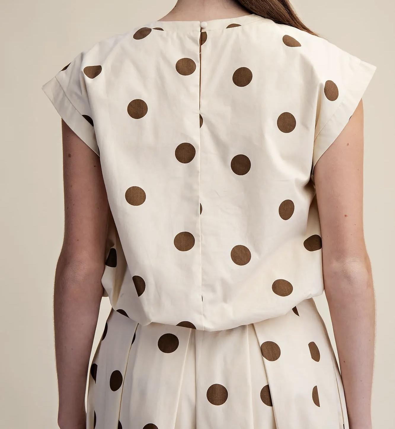 Polka Dot Bubble Top- Brown