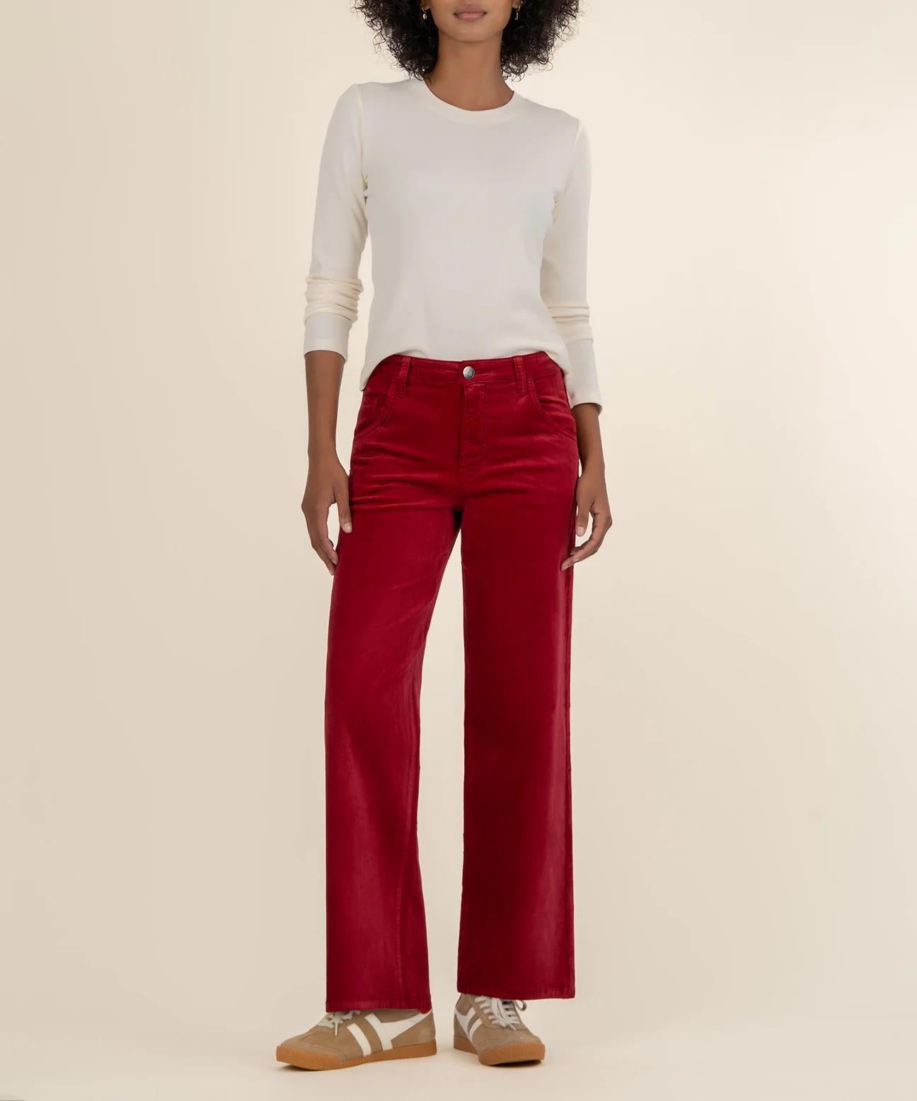 KUT Jean Flare Denim- Red Velveteen