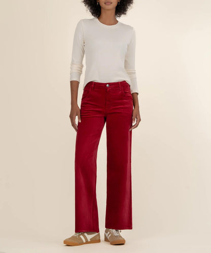 KUT Jean Flare Denim- Red Velveteen