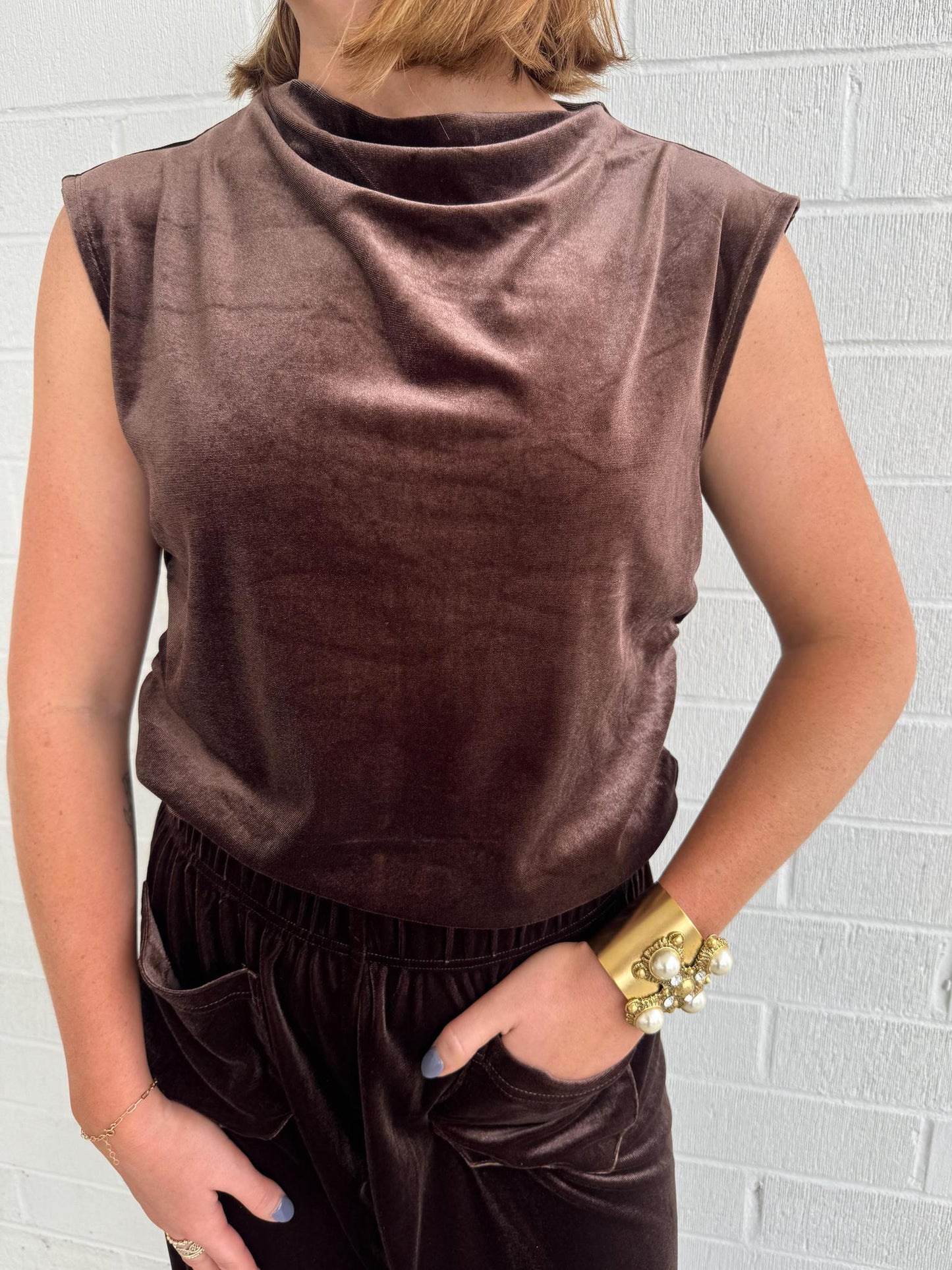 Mock Velvet Top