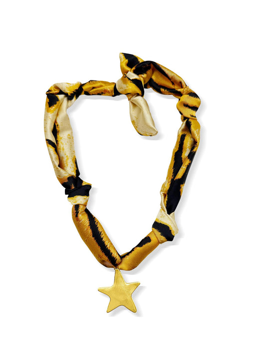 Kristalize Tiger Gold Star Scarf Necklace
