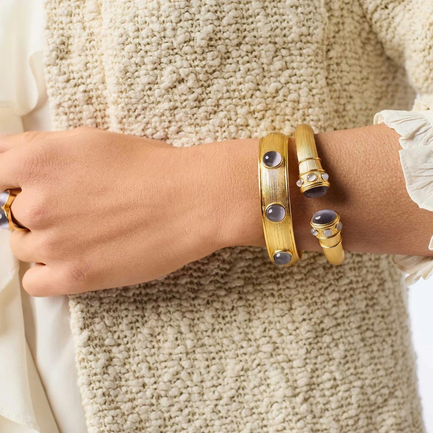 Cobblestone Demi Cuff-  Blue Cat Eye O/S