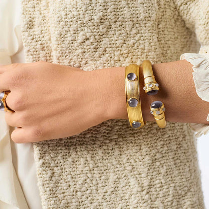 Cobblestone Demi Cuff-  Blue Cat Eye O/S