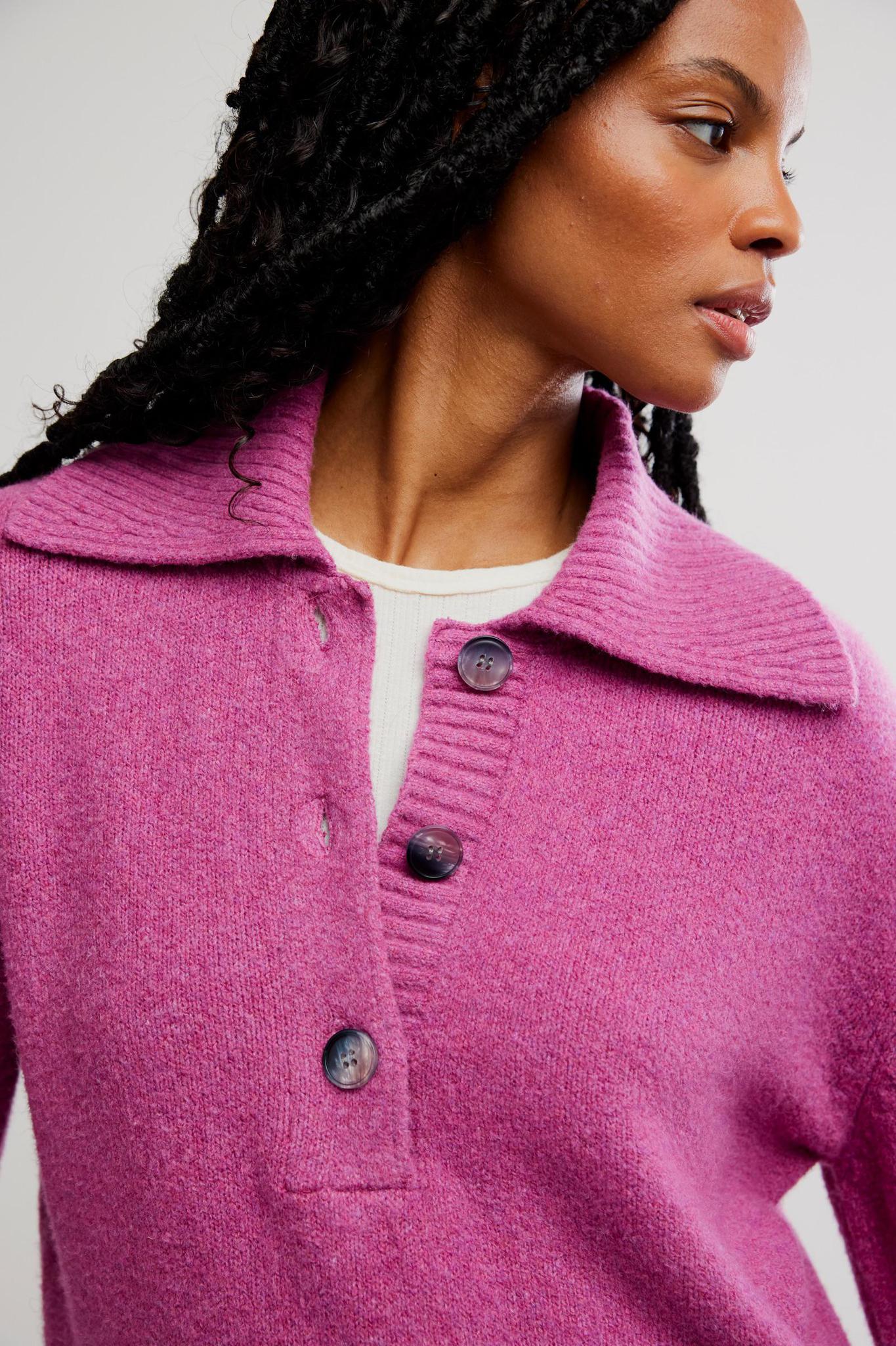 Free People Trading Up Polo- Magenta