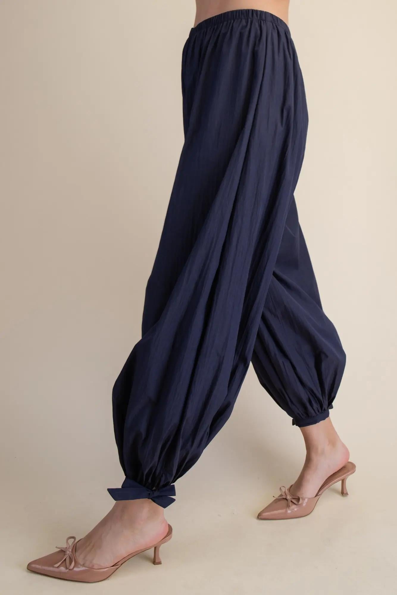 Balloon Tie Pants- Navy