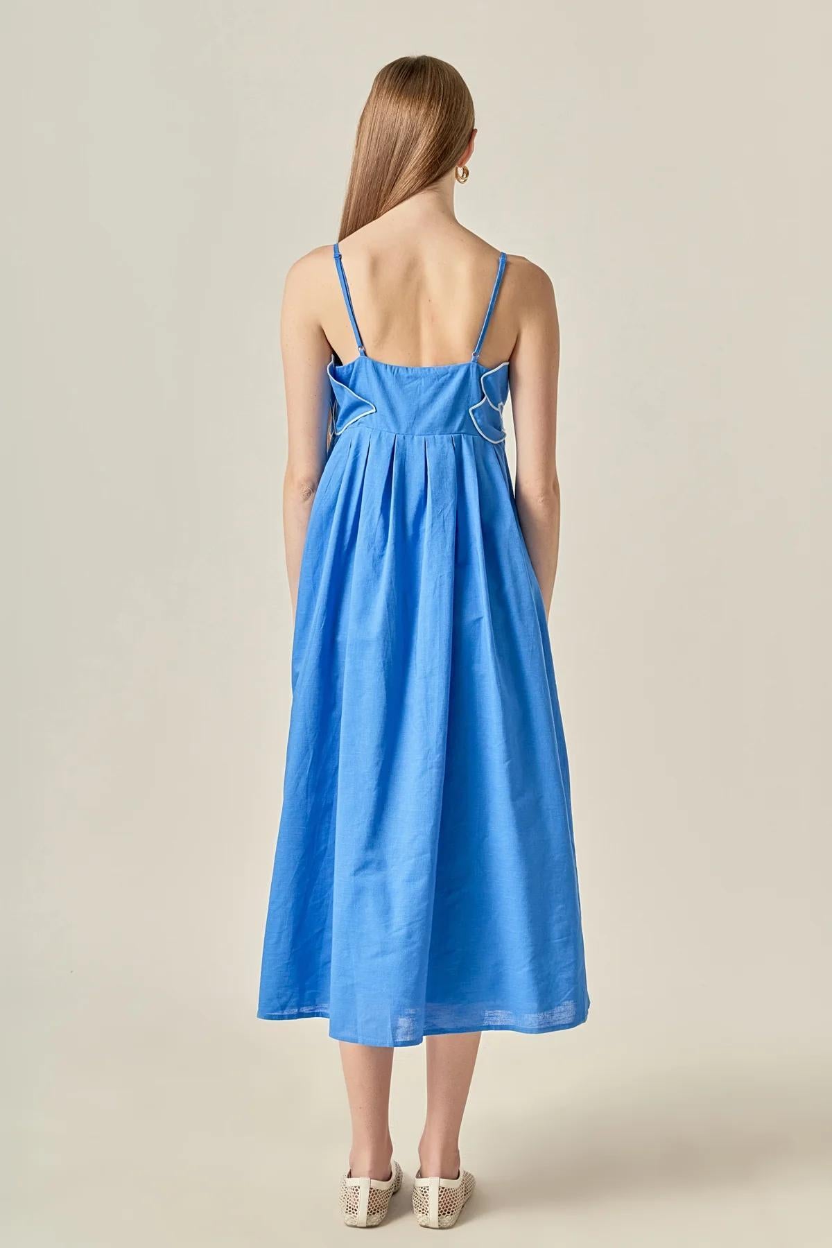 Embroidered Pleated Maxi Dress