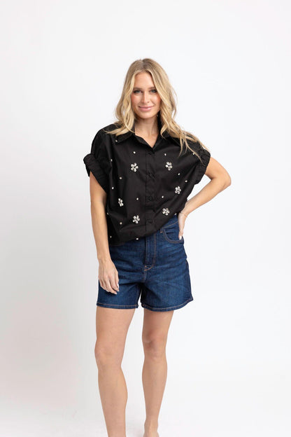 Poplin Jeweled Top