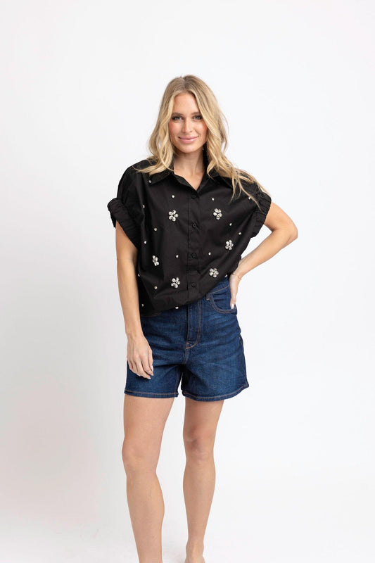 Poplin Jeweled Top