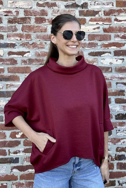 One Size Pocket Pullover-Berry