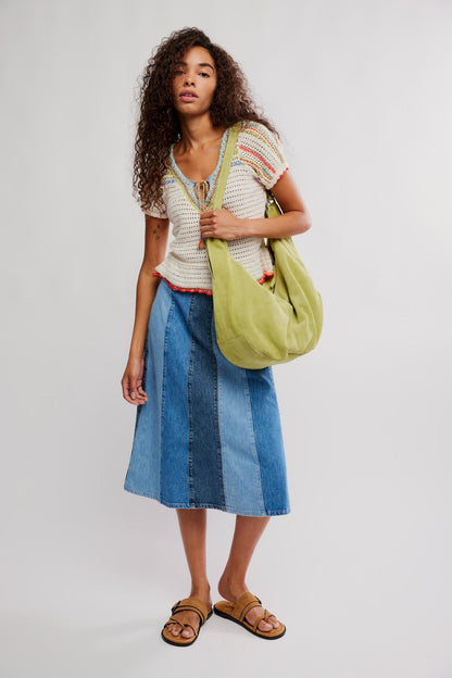 Free People Roma Suede Tote- Apple Green