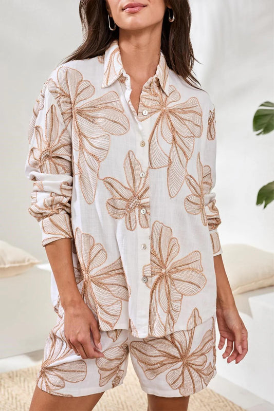 Embroidered Front Button Blouse