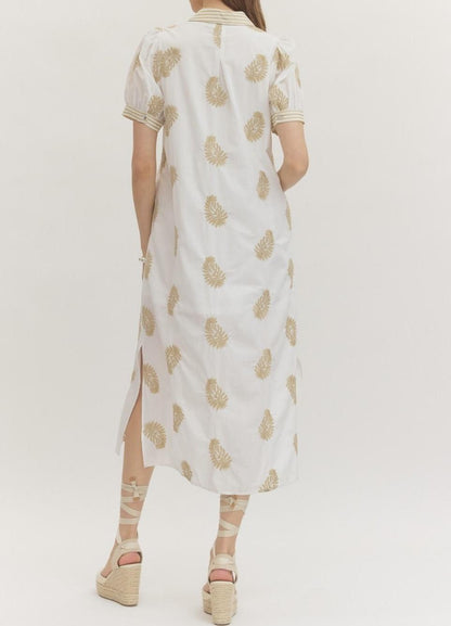 Seersucker Trim Midi Dress