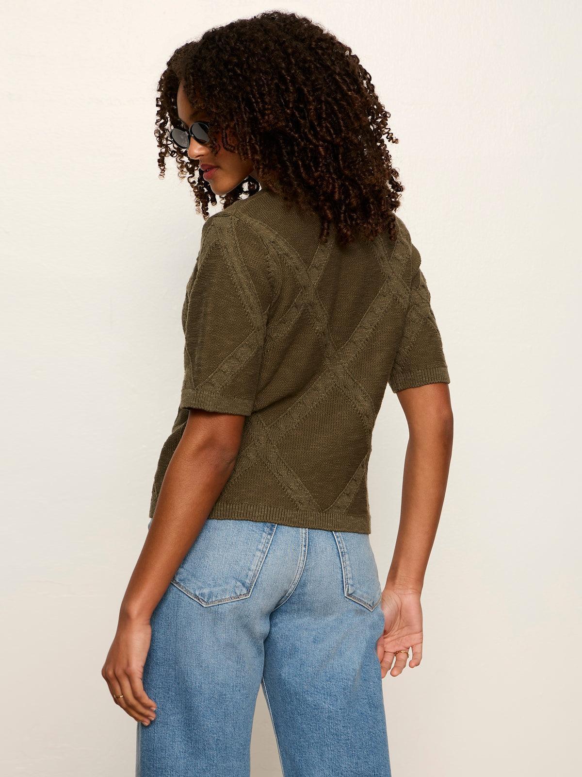 Diamond Stitch Sweater Tee- Kalamata