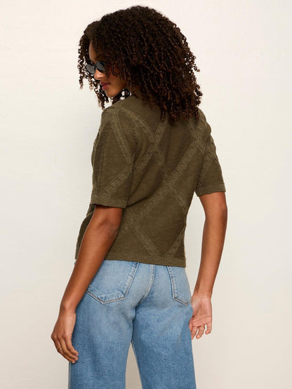 Diamond Stitch Sweater Tee- Kalamata