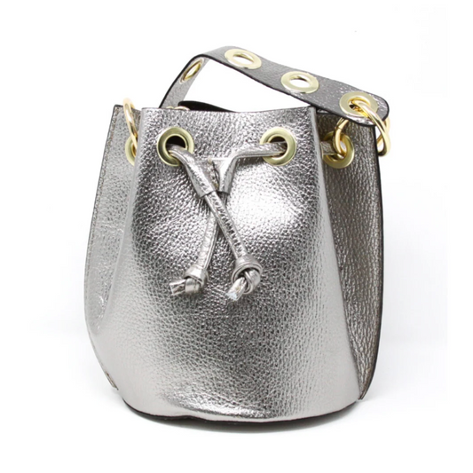 Leather Bucket-Pewter