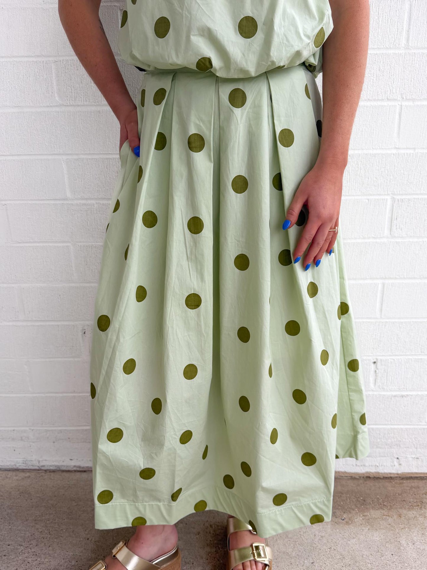 Polka Dot Pleated Skirt