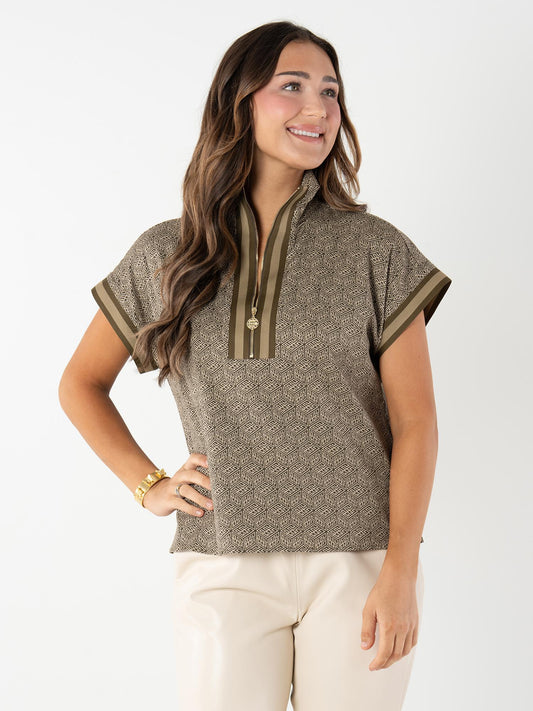 Emily McCarthy Poppy Pullover- Green Tonal Monogram