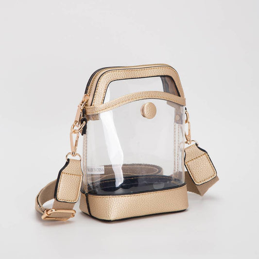 Button Style Clear Bag- Gold