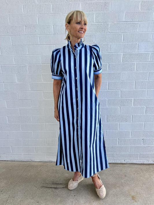 Navy Stripe Border Dress