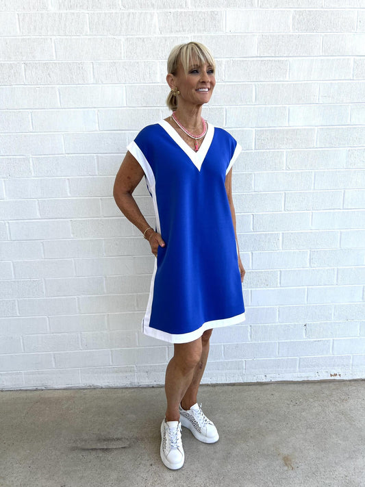 Border Tunic Dress- Royal