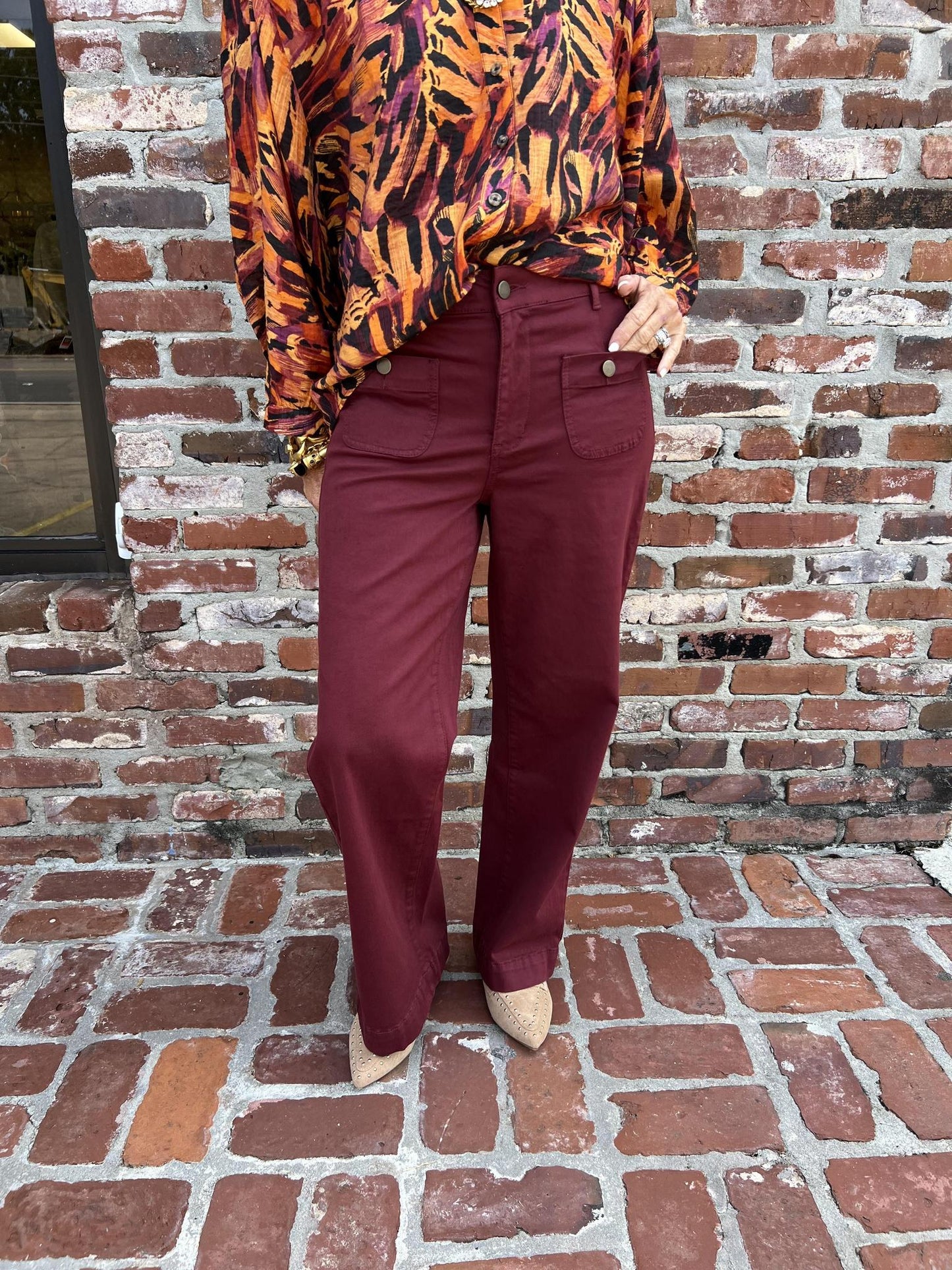 Sophia Straight Denim- Cherry