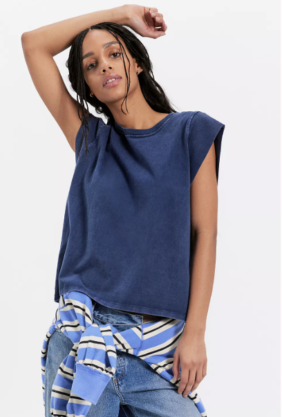 Free People Better Muscle Tee- Navy