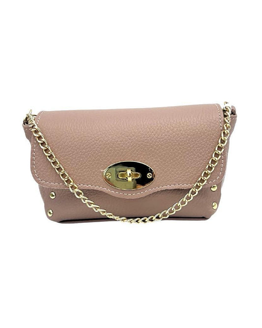 Leather Stud Handbag- Rose